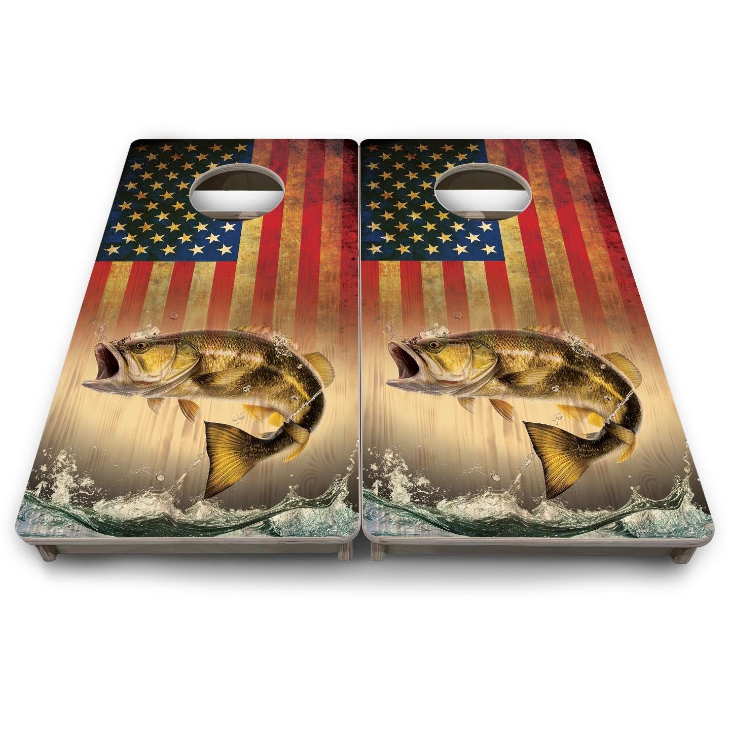 Hidden Fish RWB - Mini or Vacation Size Cornhole Boards