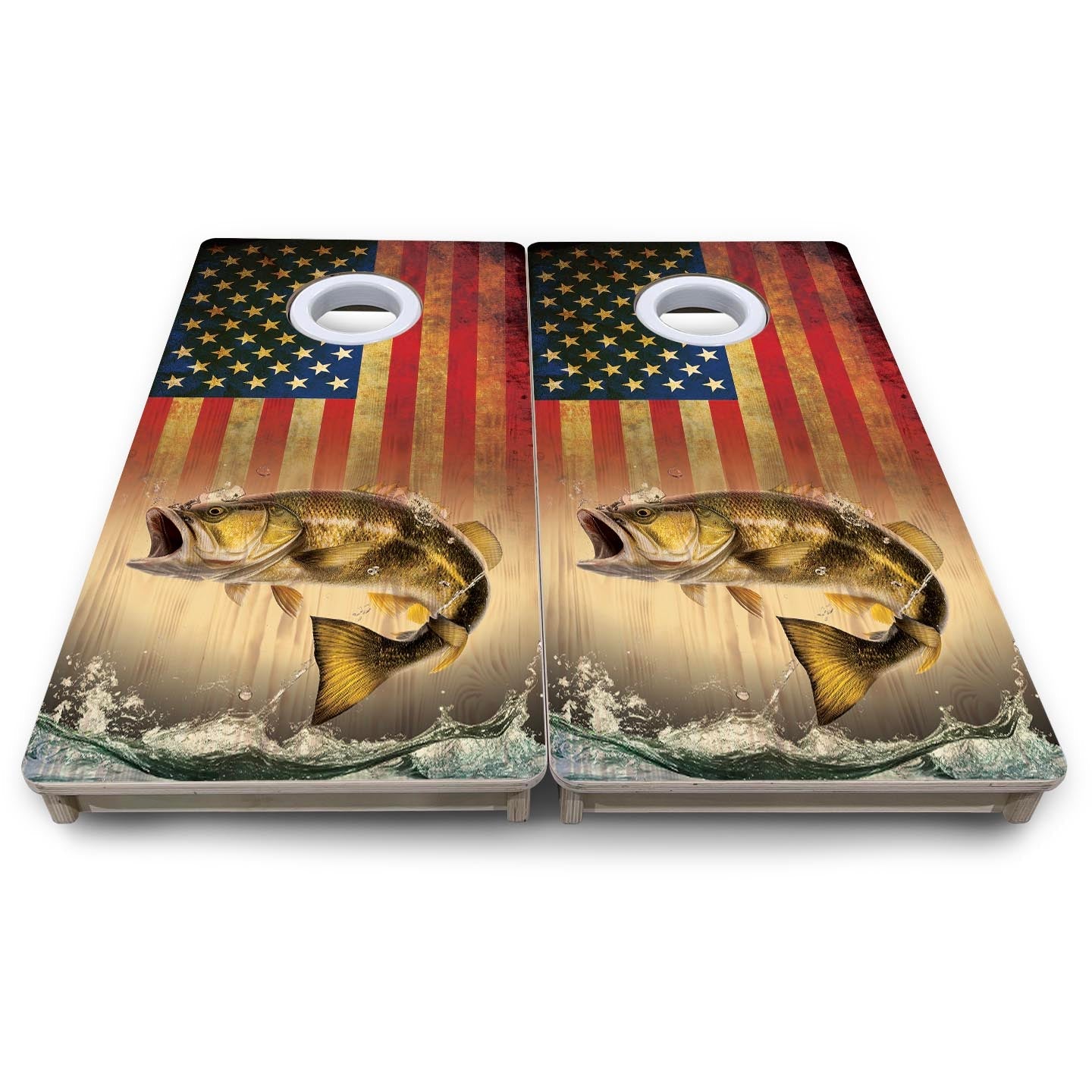 Hidden Fish RWB - Mini or Vacation Size Cornhole Boards