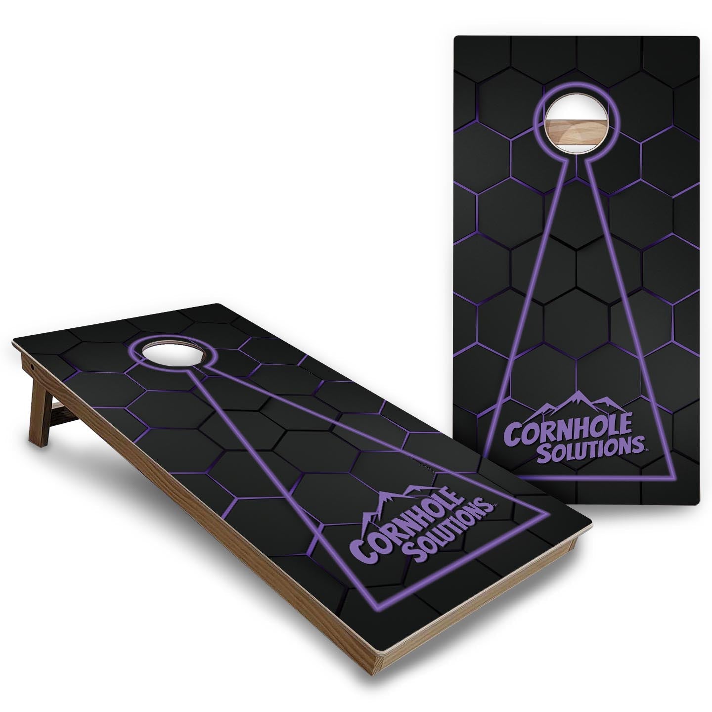 Glow Hole Black Background Cornhole Boards - Backyard Series