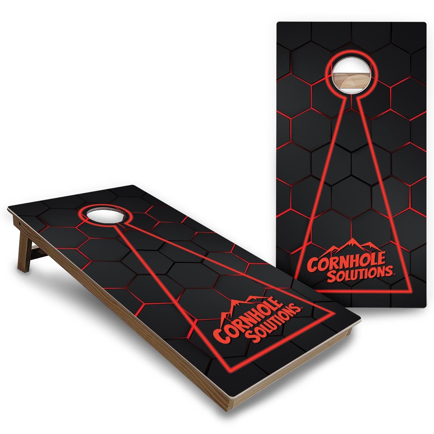 Glow Hole Black Background Cornhole Boards - Backyard Series