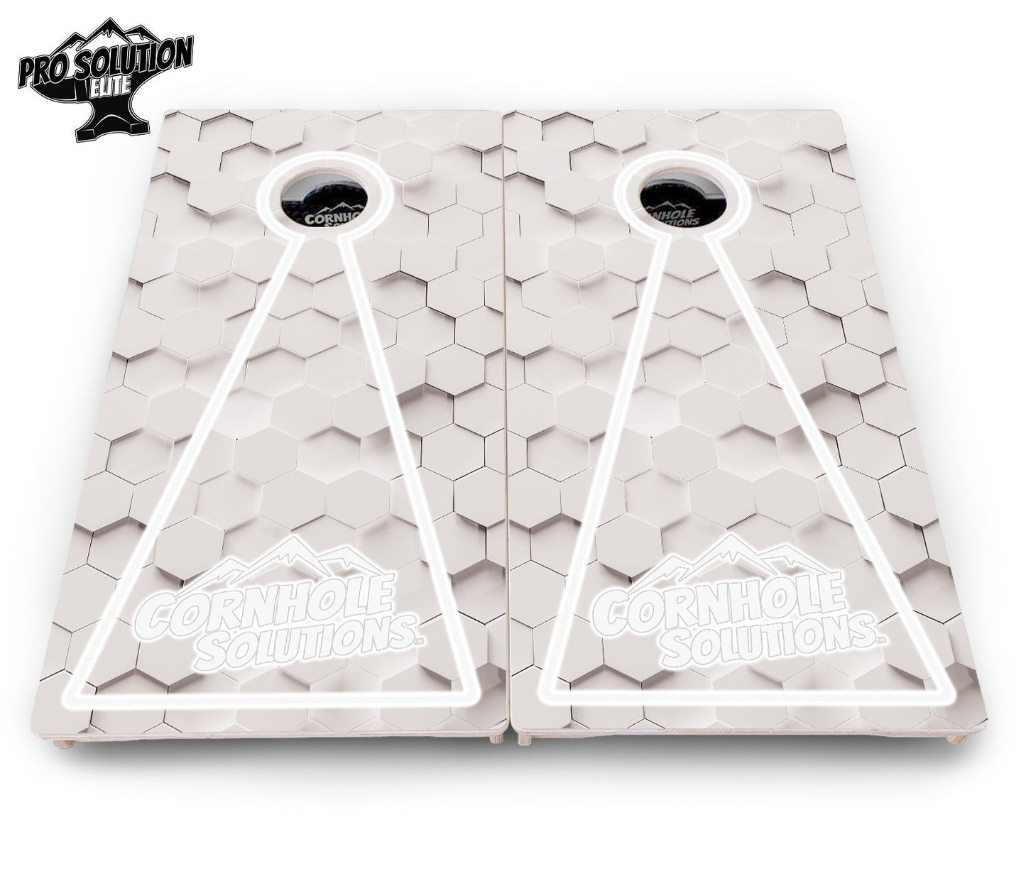 Glow Hole White Cornhole Boards - Pro Solution Elite Series