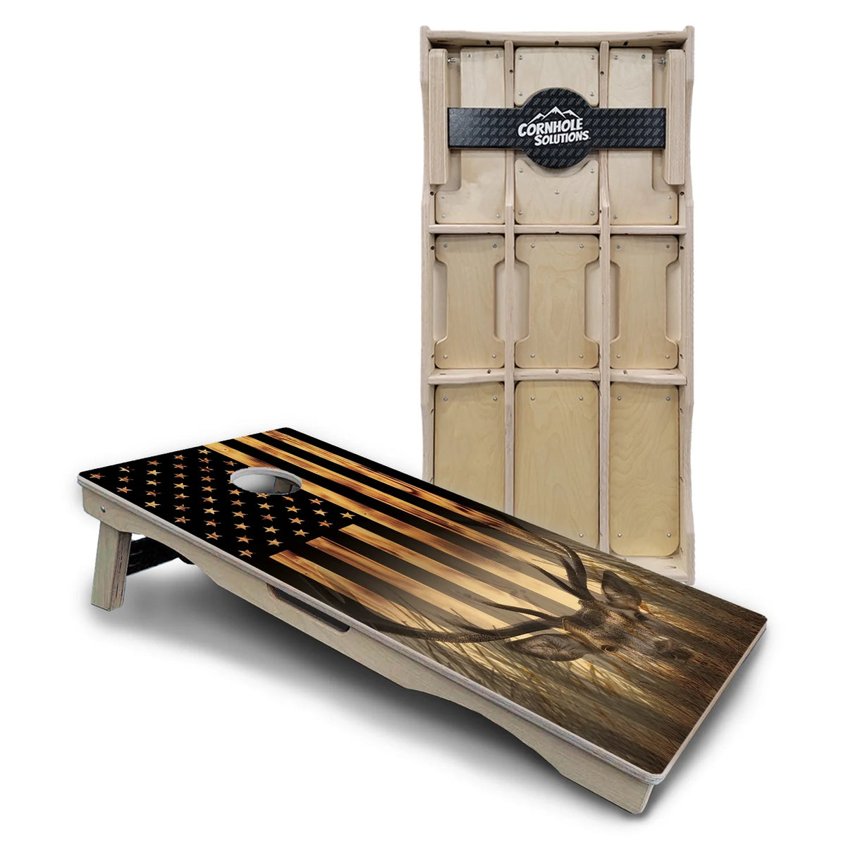 Hidden Deer & Fish Flag Cornhole Boards – Pro Lite or Pro Elite