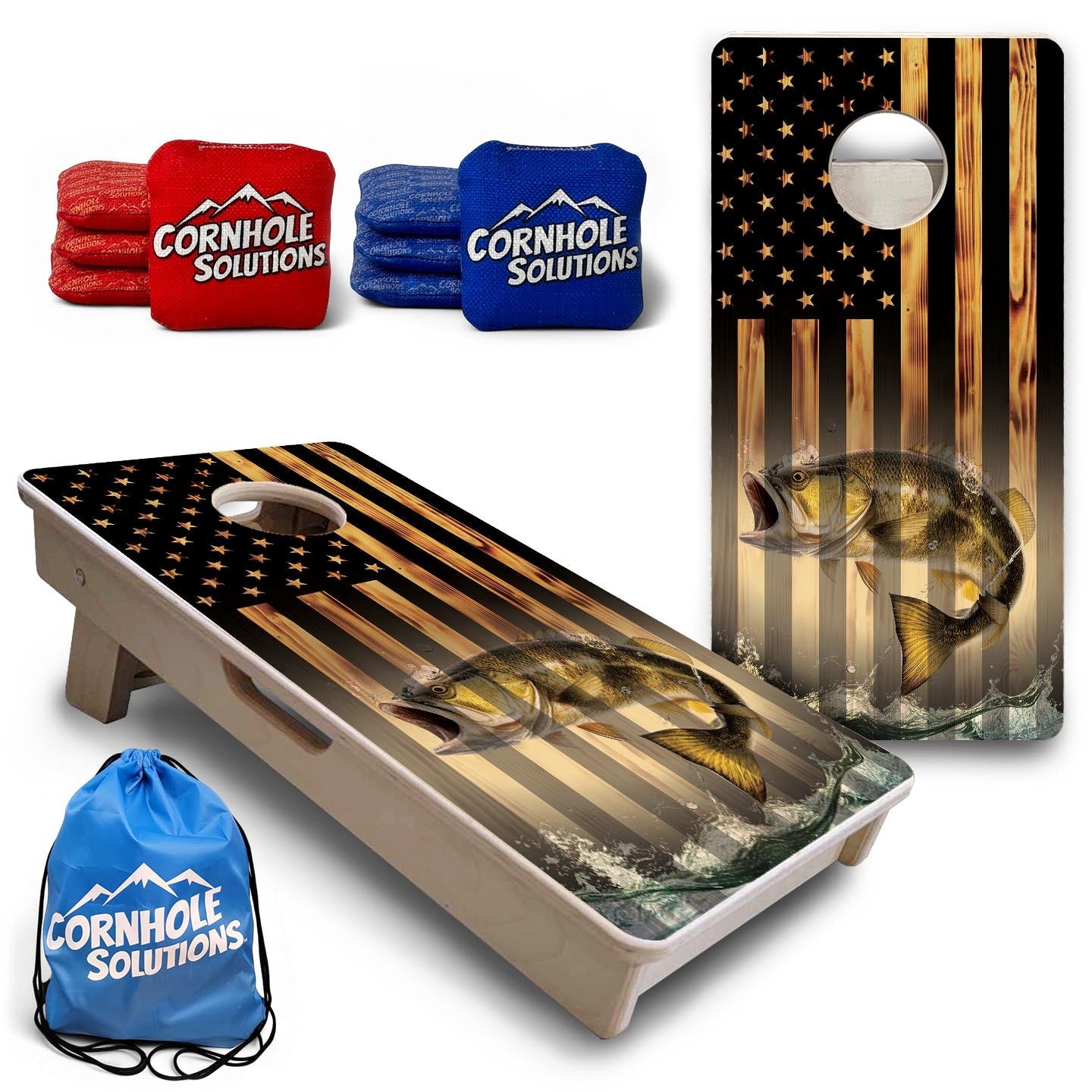 Hidden Fish Flag - Mini or Vacation Size Cornhole Boards