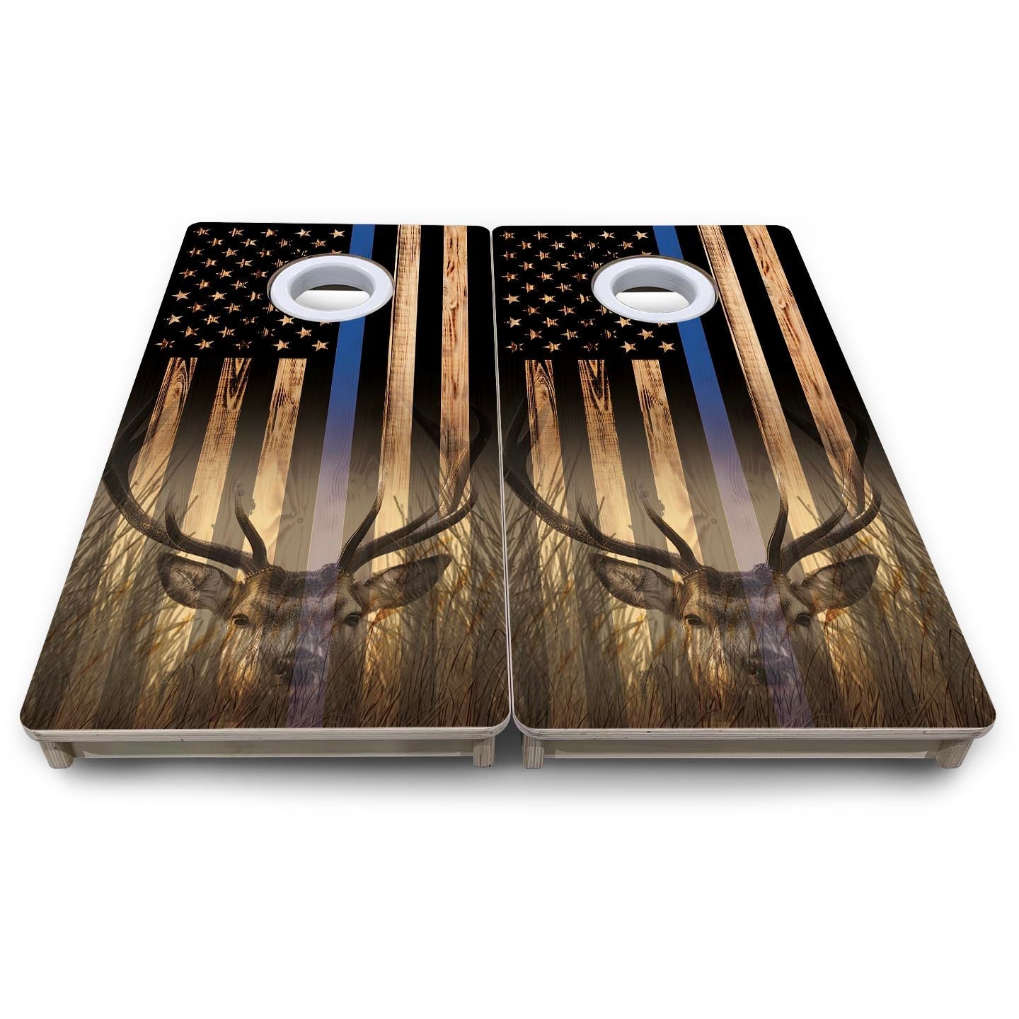 Blue Line Hidden Deer Flag - Mini or Vacation Size Cornhole Boards