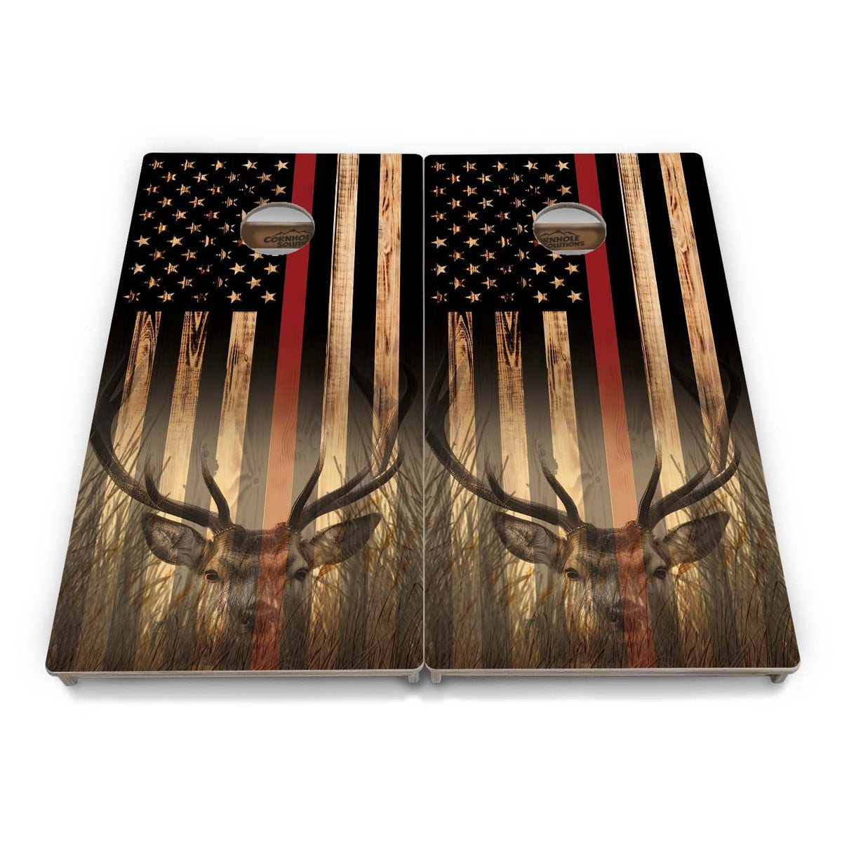 Complete Tournament Cornhole Bundle - Boards, Bags & Carrying Case - Hidden Deer/Fish