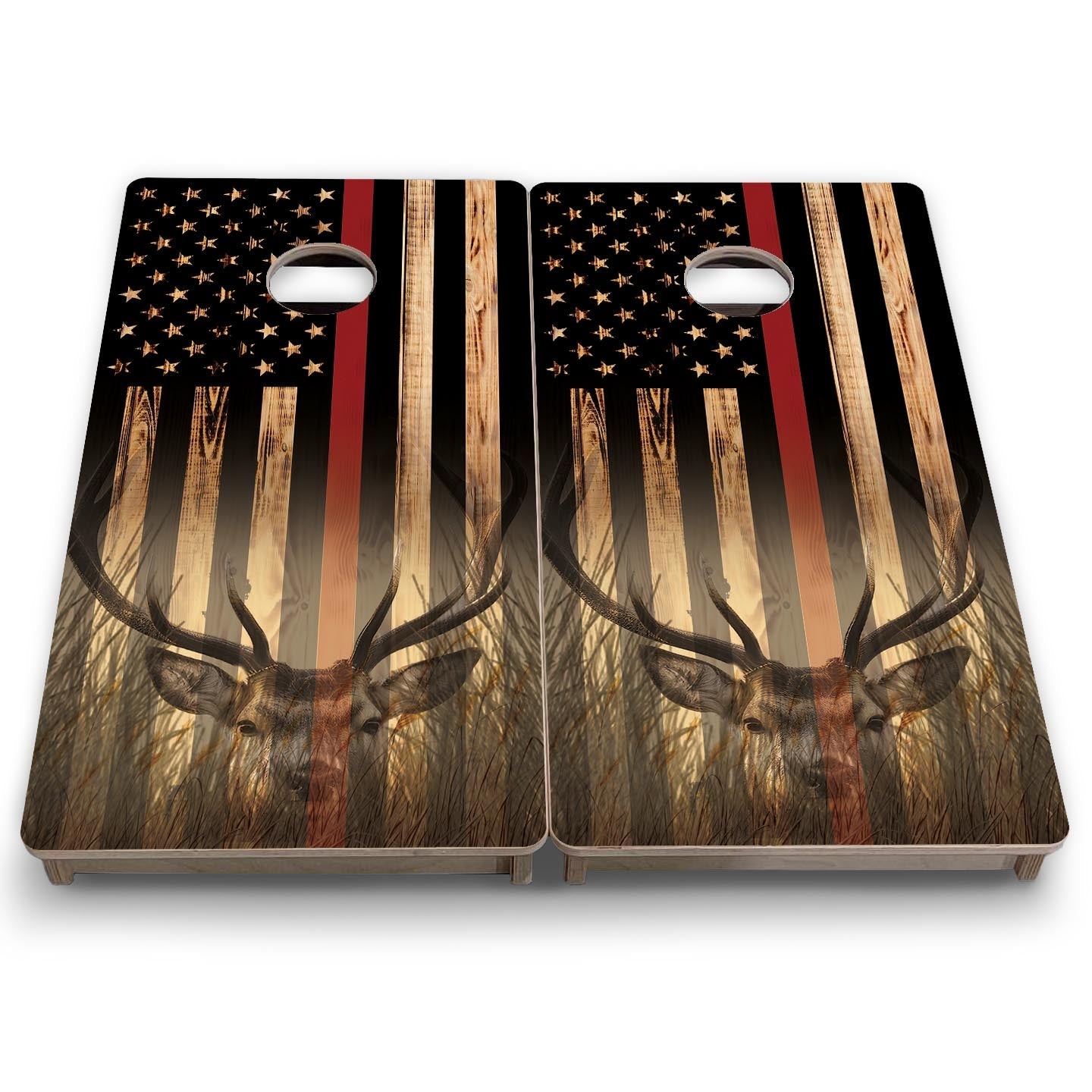 Red Line Hidden Deer Flag - Mini or Vacation Size Cornhole Boards