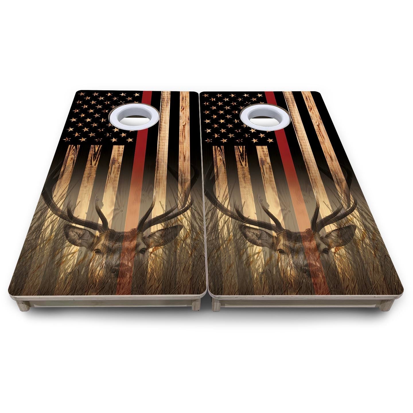 Red Line Hidden Deer Flag - Mini or Vacation Size Cornhole Boards