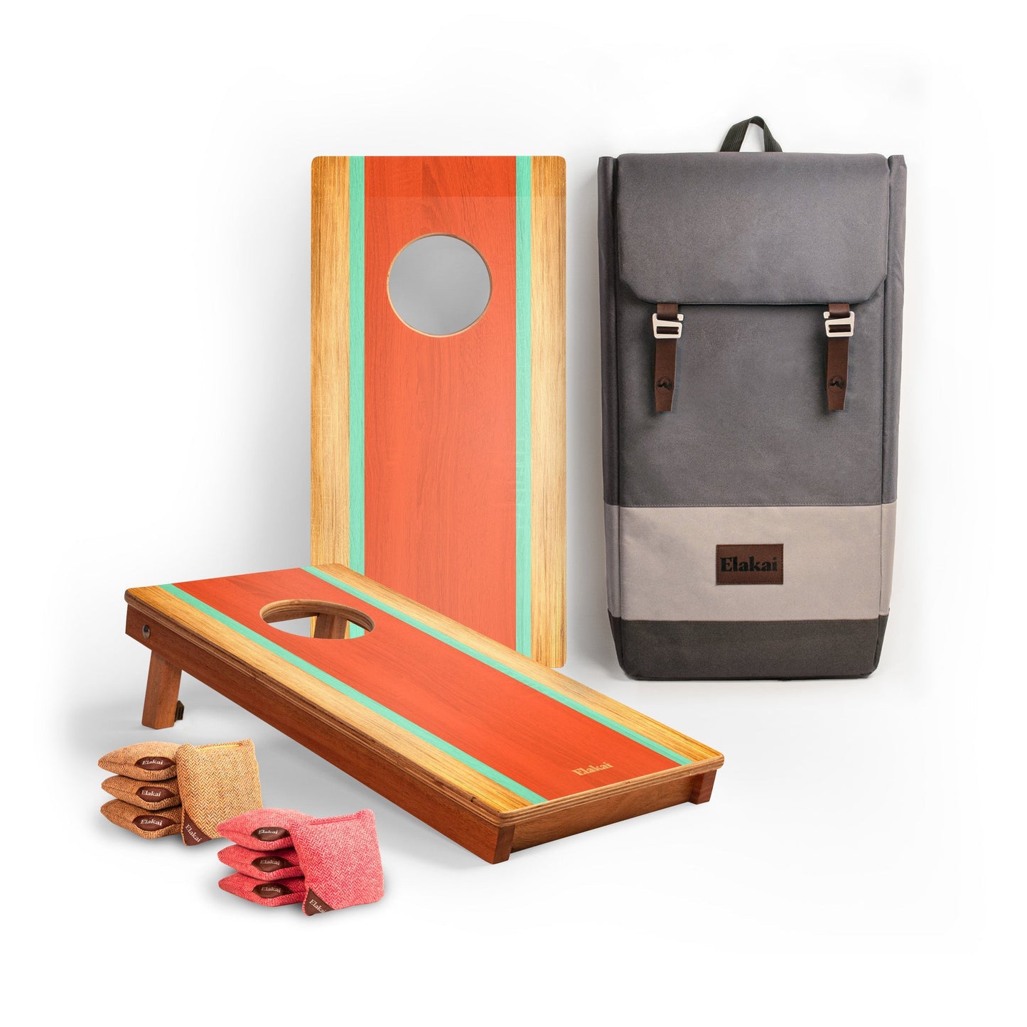 1ft x 2ft Graphic Wood Travel Cornhole Set | Classic Beach Stripes Collection