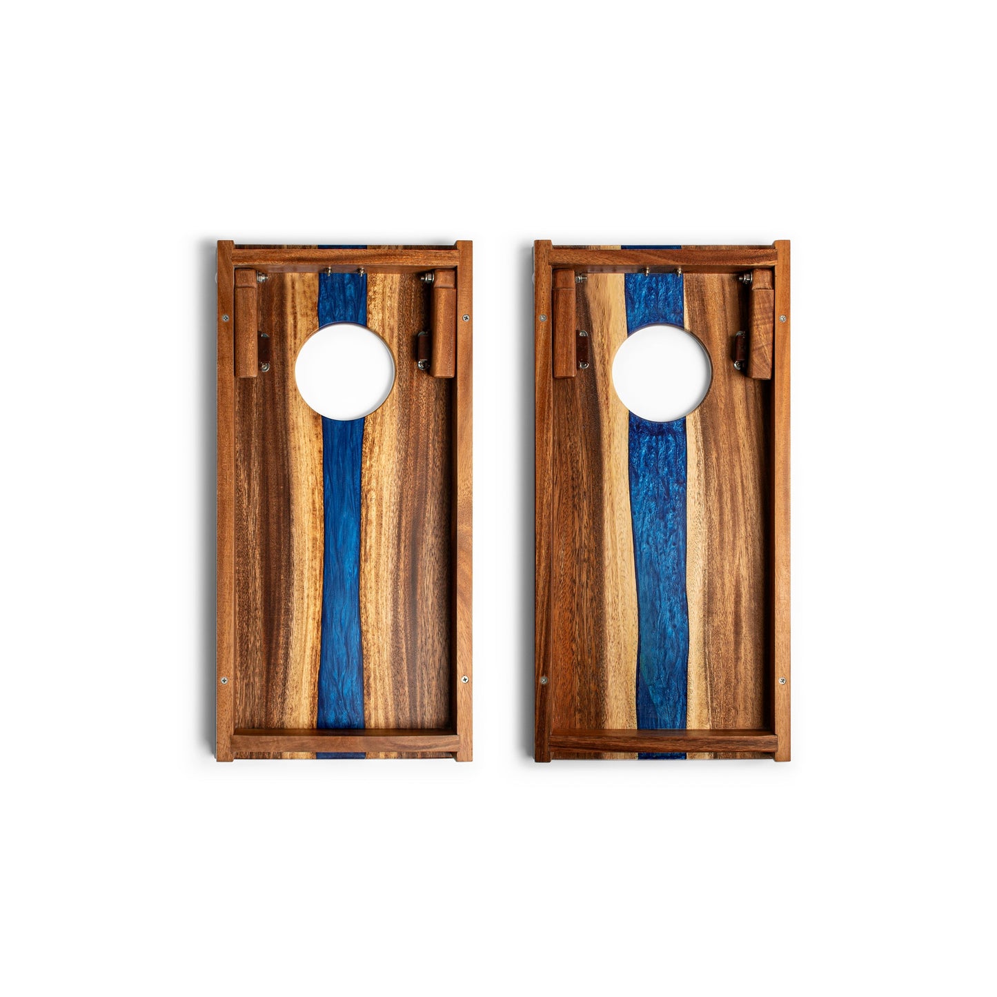 1ft x 2ft Resin & Wood Travel Cornhole Set | Live Edge River Collection