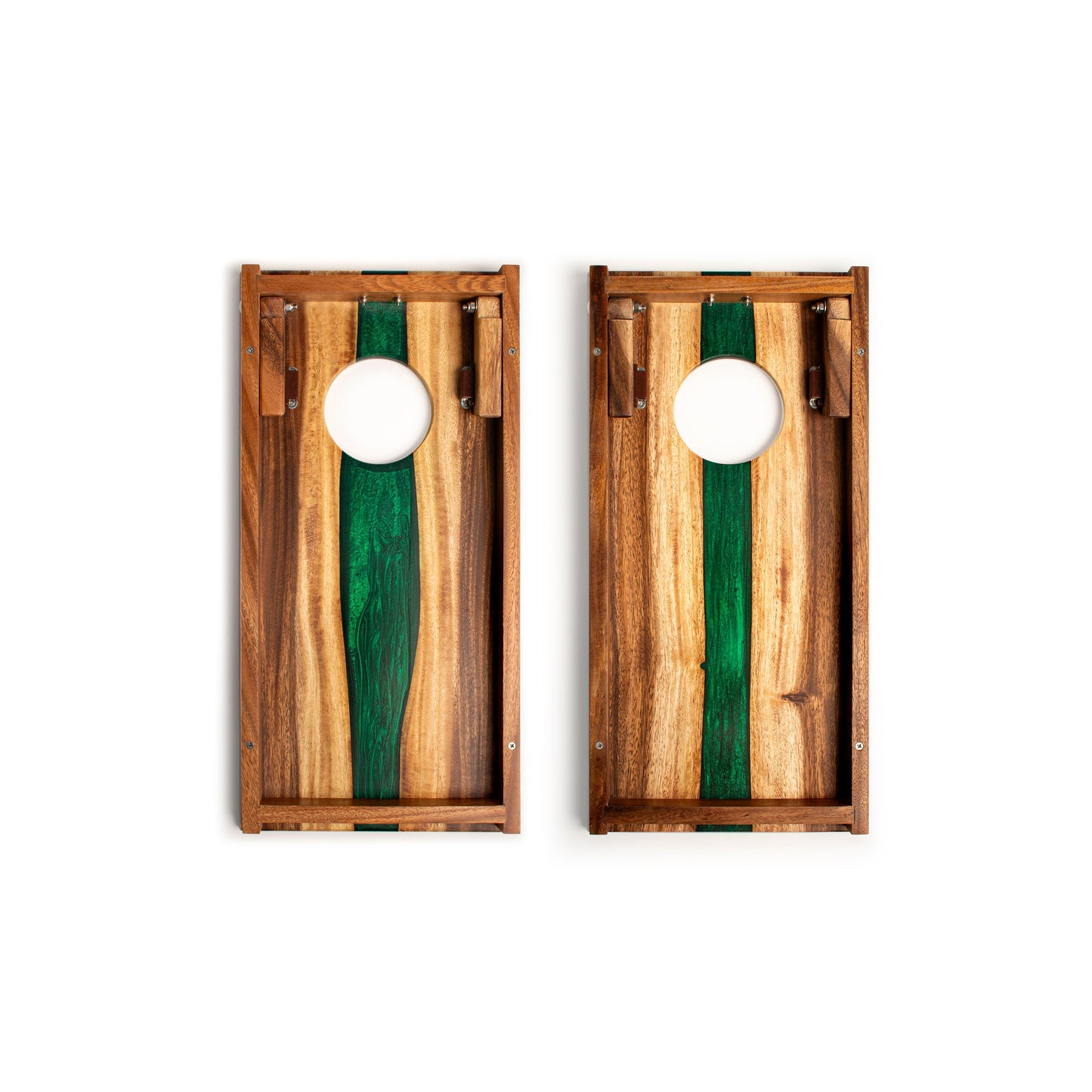 1ft x 2ft Resin & Wood Travel Cornhole Set | Live Edge River Collection
