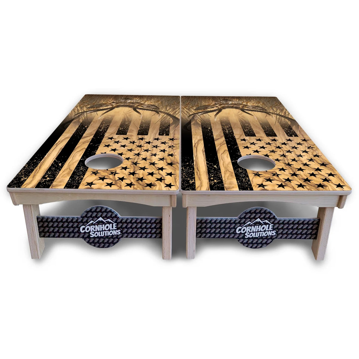Wood Deer & Fish Flag Cornhole Boards – Pro Lite or Pro Elite