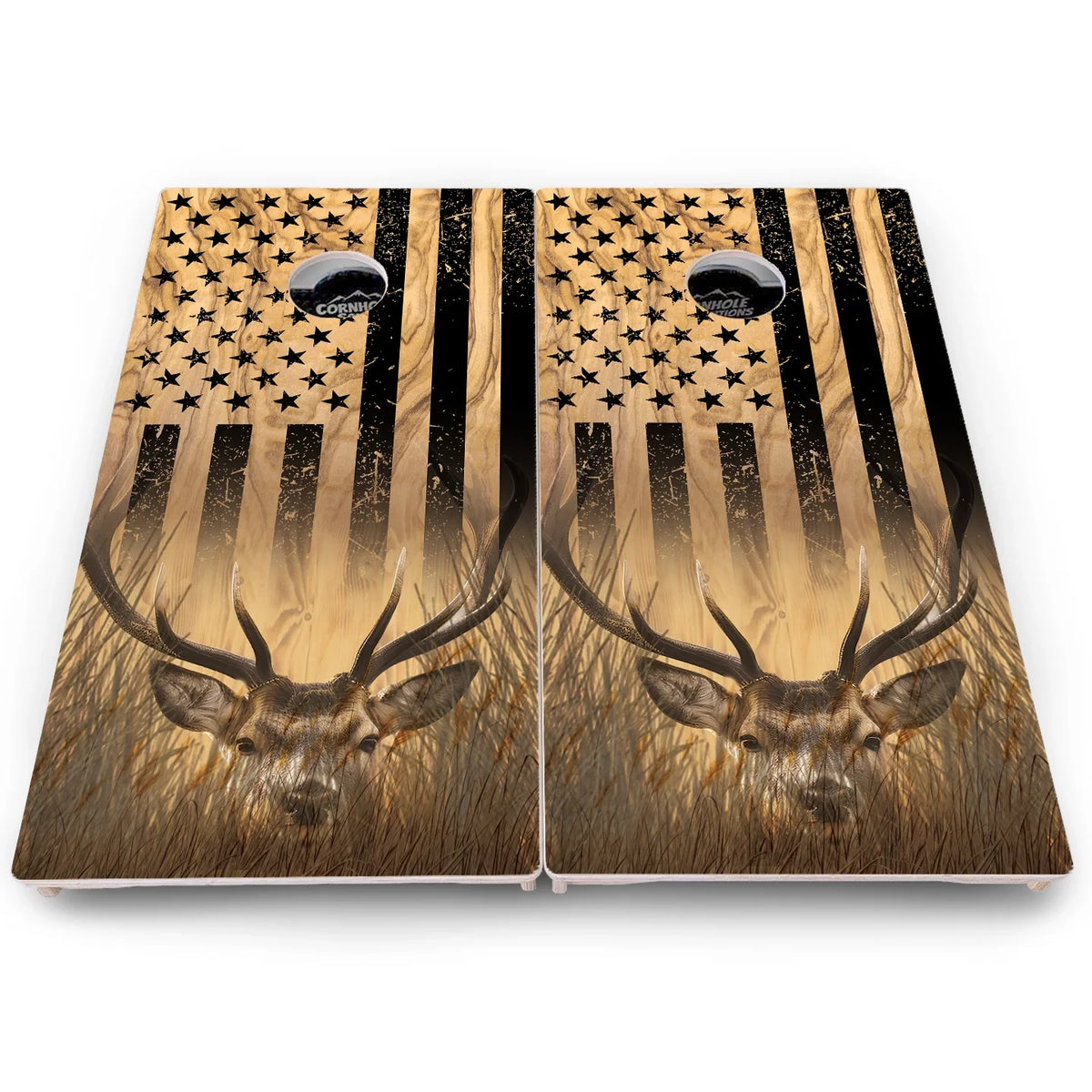 Wood Deer & Fish Flag Cornhole Boards – Pro Lite or Pro Elite