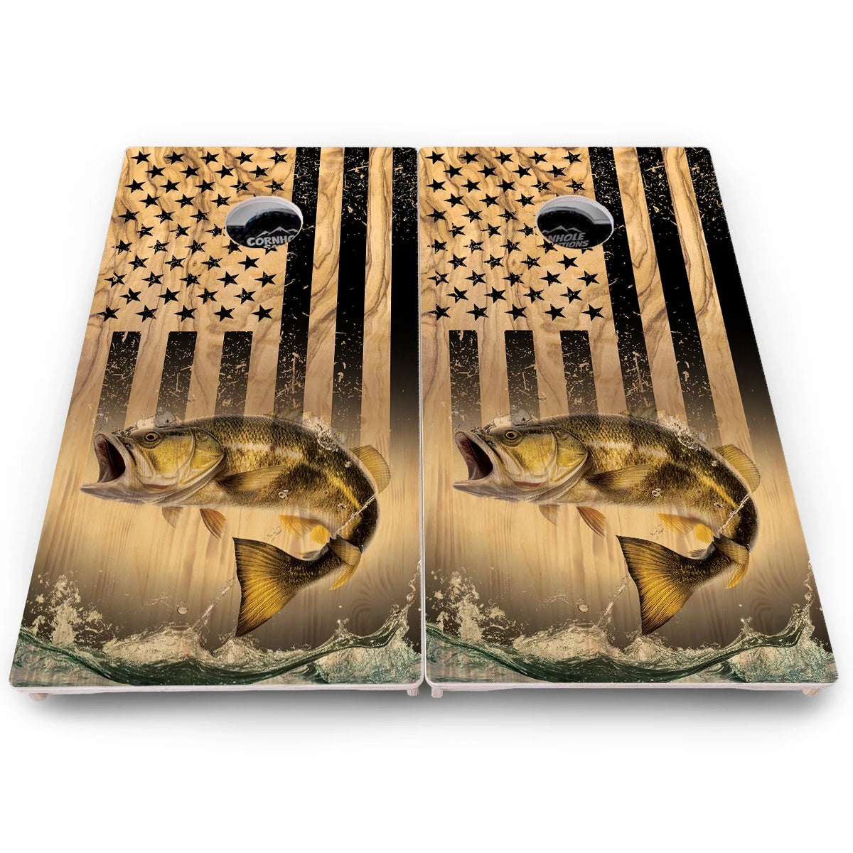 Wood Deer & Fish Flag Cornhole Boards – Pro Lite or Pro Elite
