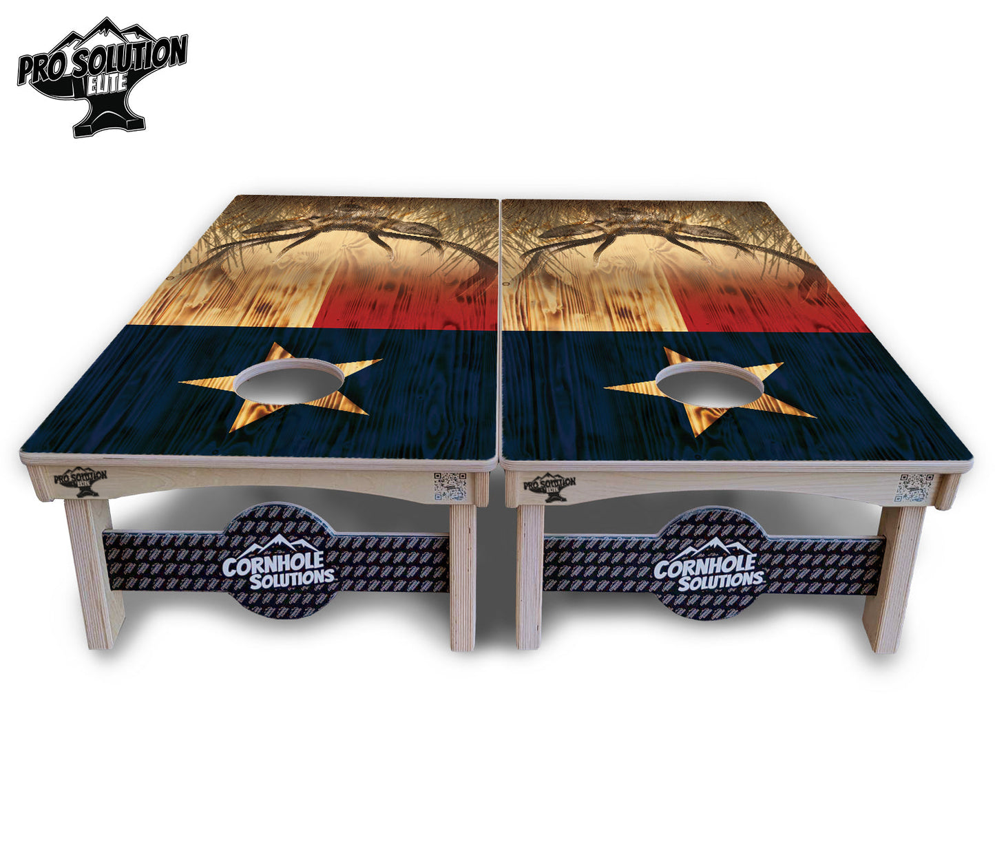 Texas Flag Deer & Fish Cornhole Boards - Pro Solution Elite Series