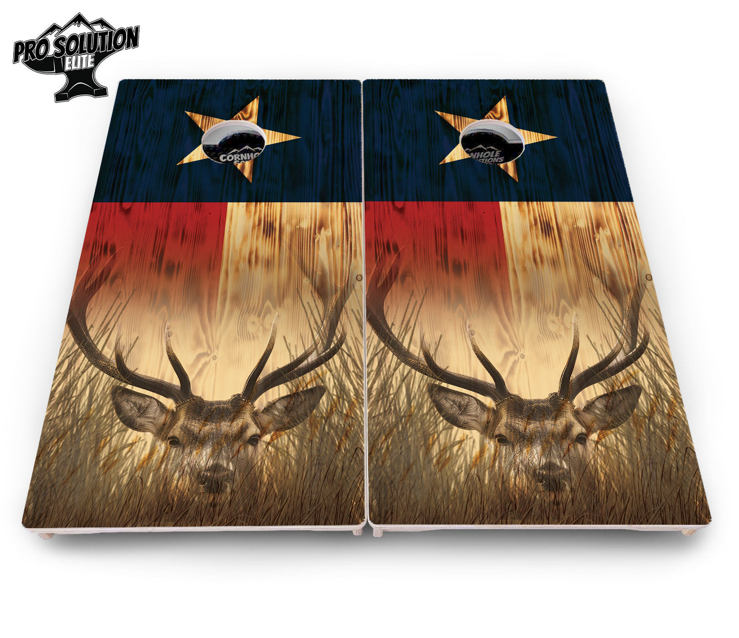 Texas Flag Deer & Fish Cornhole Boards - Pro Solution Elite Series