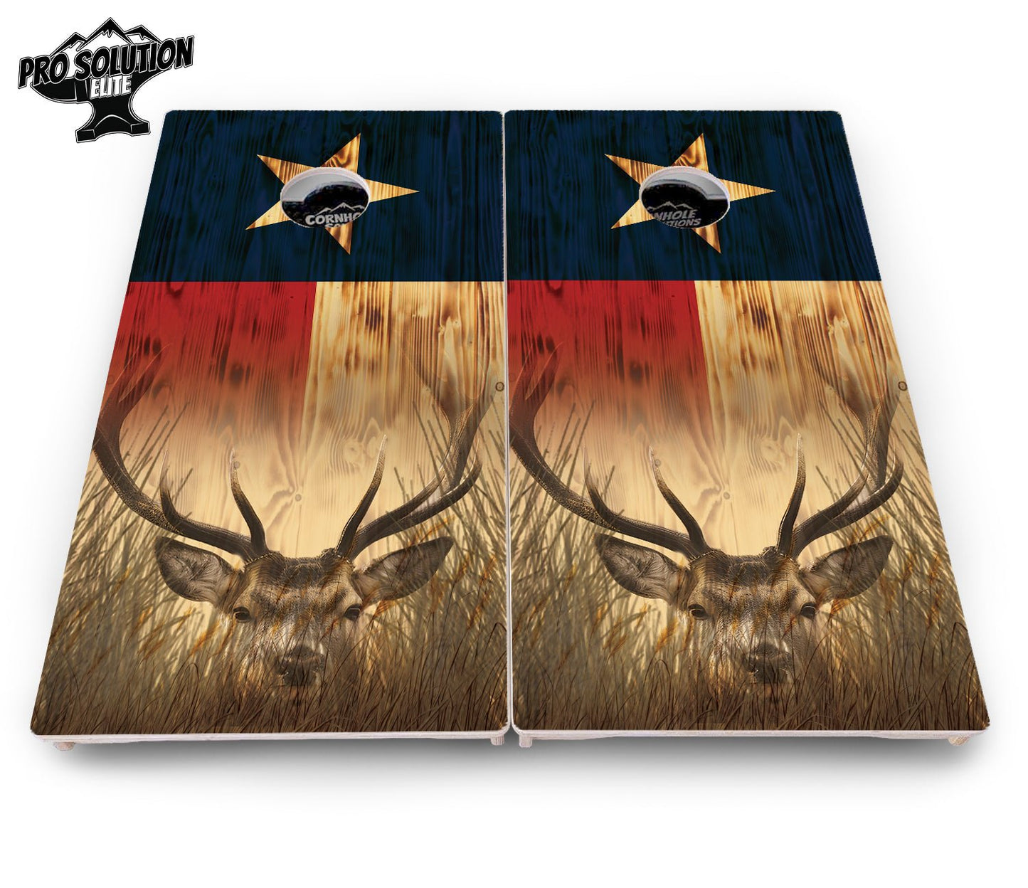 Texas Flag Deer & Fish Cornhole Boards - Pro Solution Elite Series