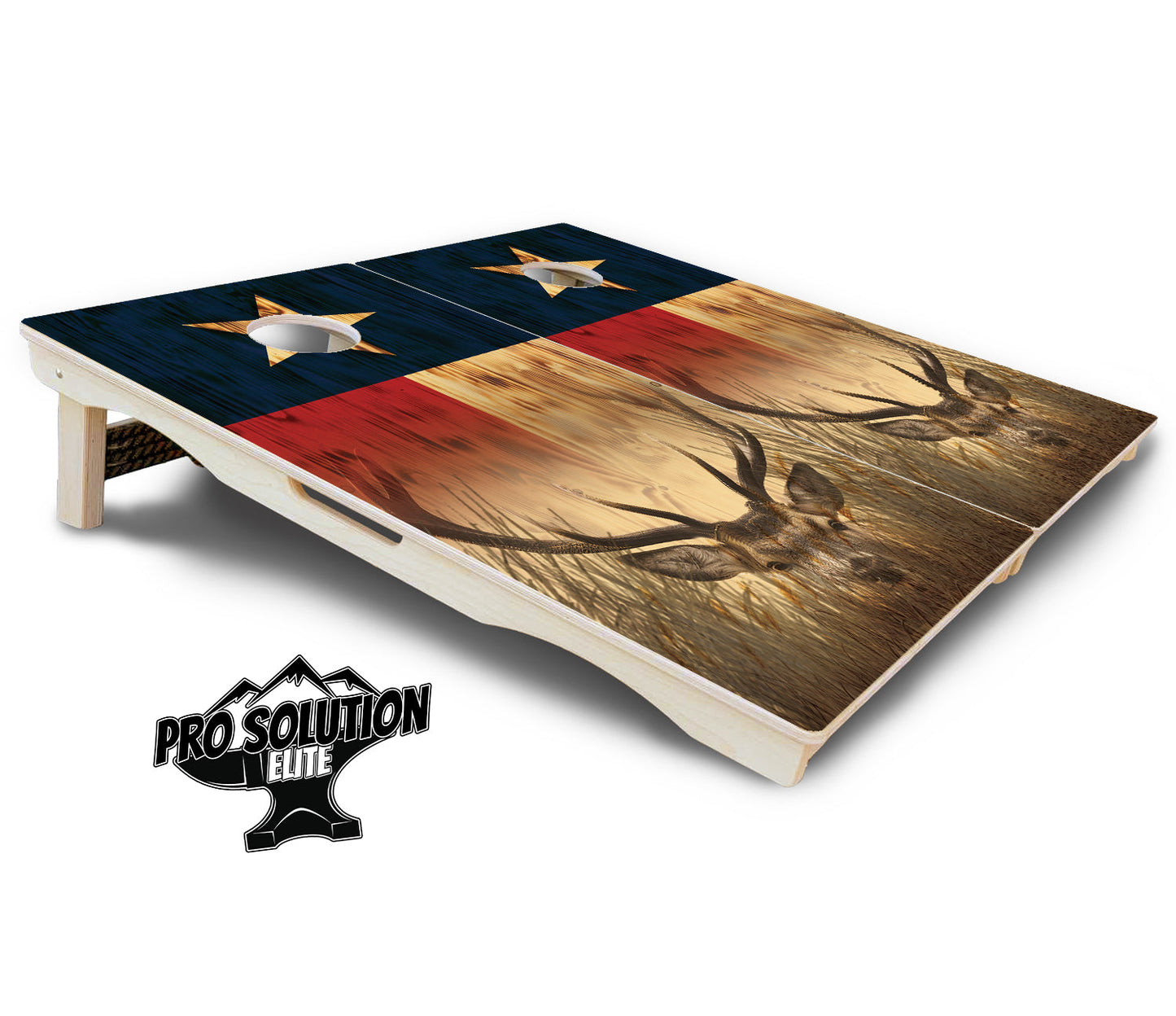 Texas Flag Deer & Fish Cornhole Boards - Pro Solution Elite Series