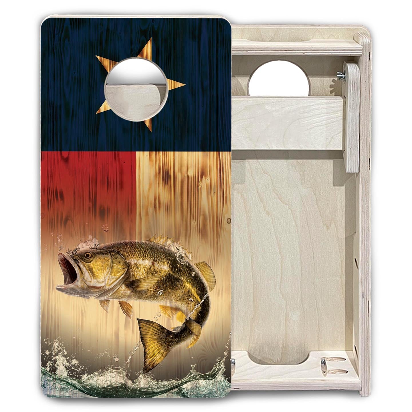 Texas Flag Deer & Fish - Mini or Vacation Size Cornhole Boards