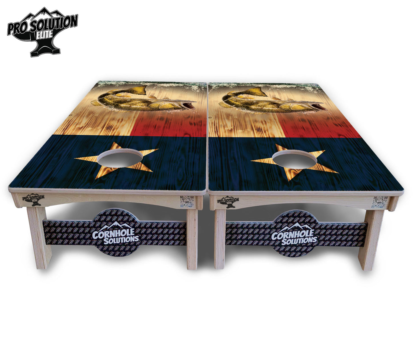 Texas Flag Deer & Fish Cornhole Boards - Pro Solution Elite Series