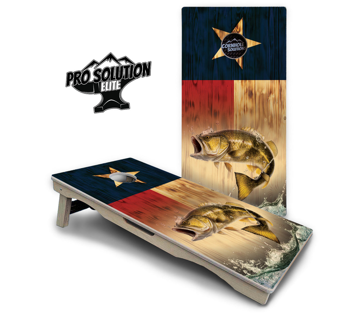 Texas Flag Deer & Fish Cornhole Boards - Pro Solution Elite Series