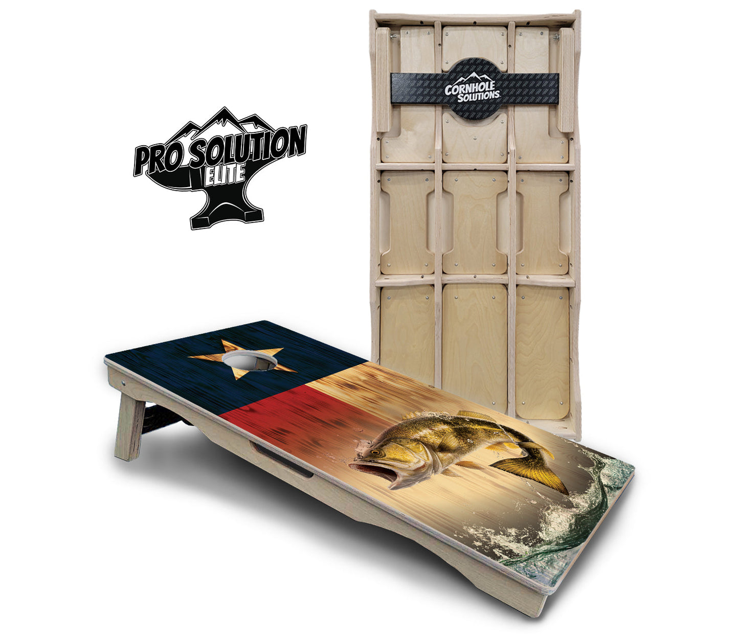 Texas Flag Deer & Fish Cornhole Boards - Pro Solution Elite Series