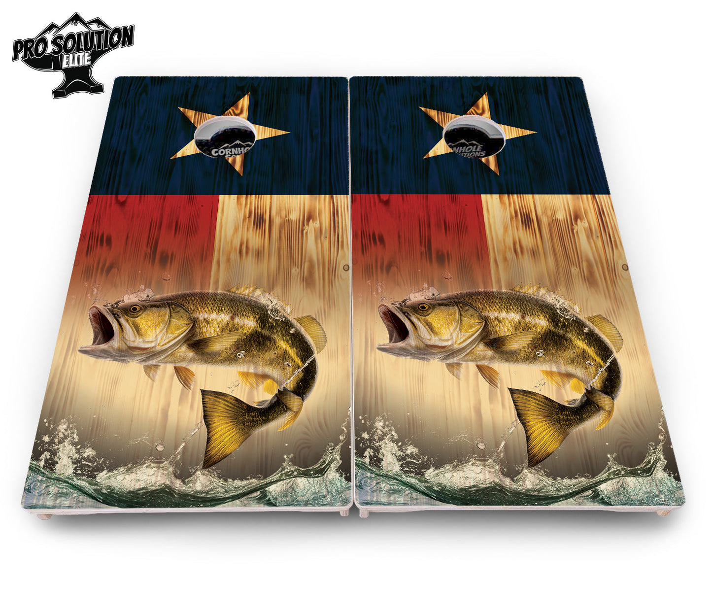 Texas Flag Deer & Fish Cornhole Boards - Pro Solution Elite Series