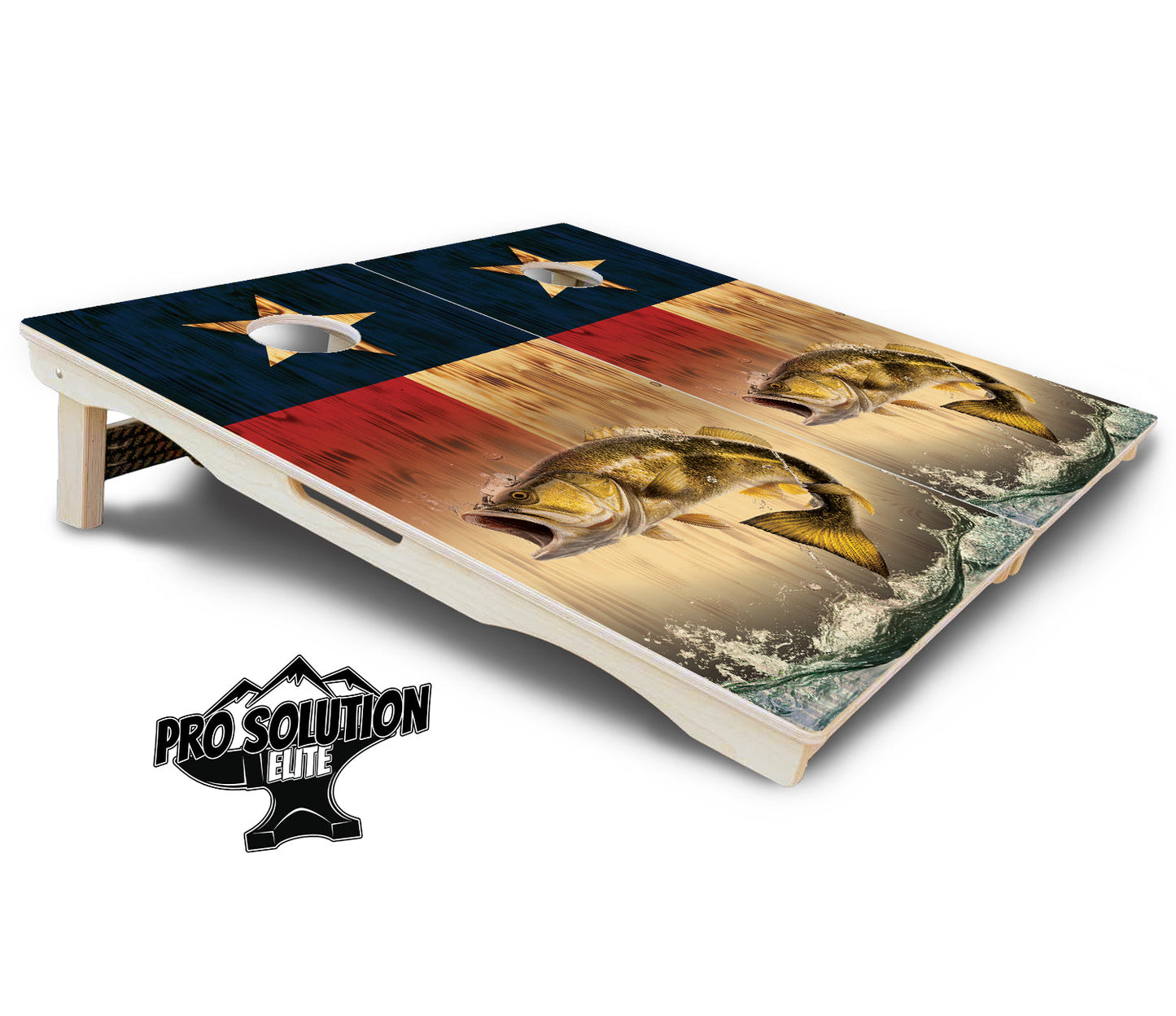 Texas Flag Deer & Fish Cornhole Boards - Pro Solution Elite Series