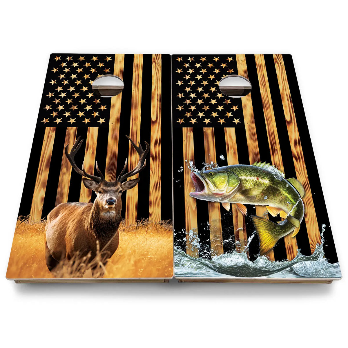 Colorful Deer & Fish Cornhole Boards - Backyard Series