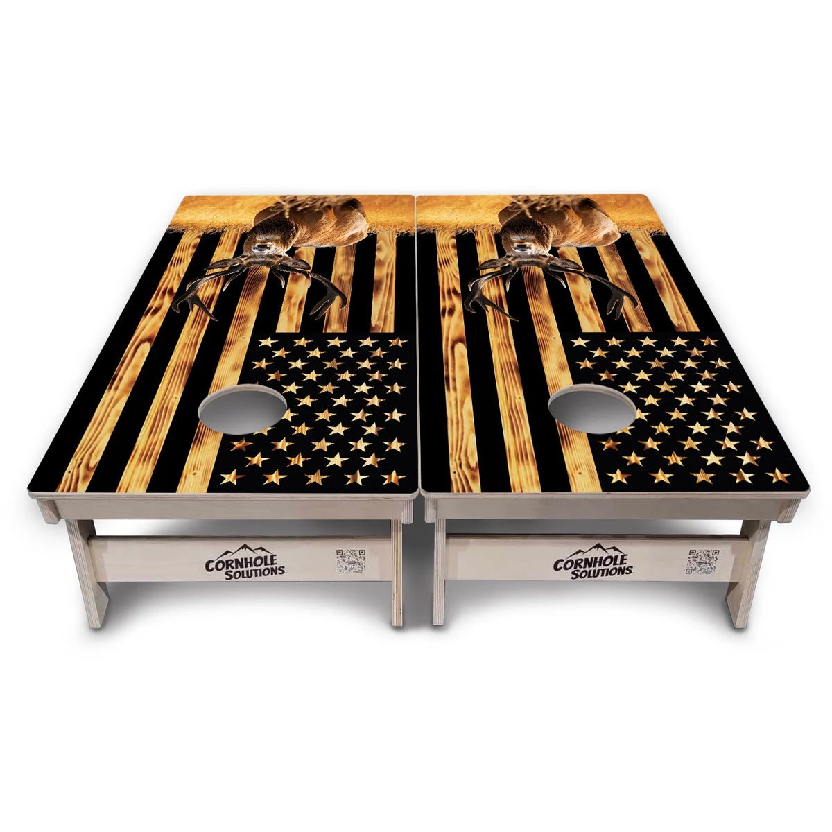 Rustic Flag Deer & Fish Cornhole Boards – Tournament Series