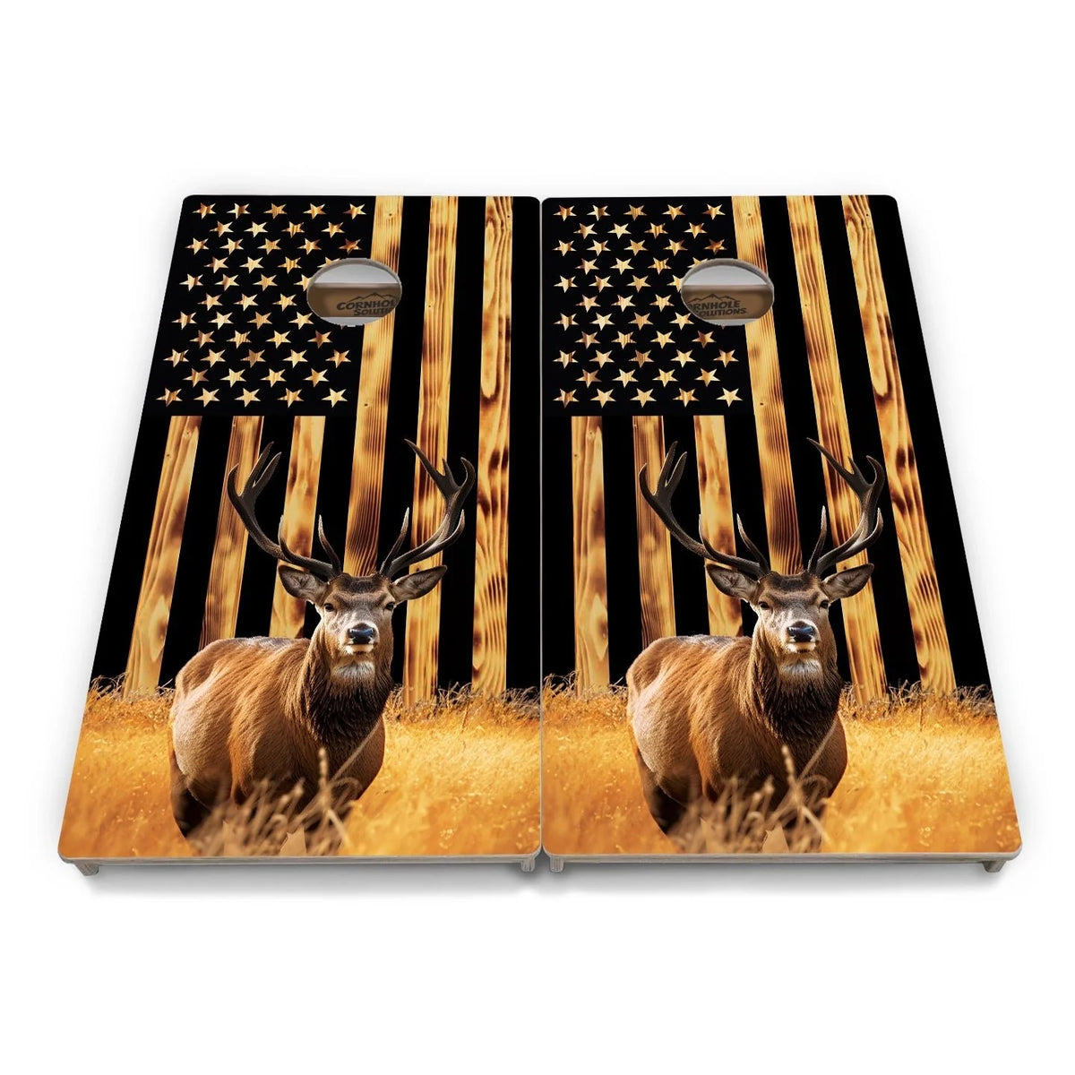 Rustic Flag Deer & Fish Cornhole Boards – Tournament Series