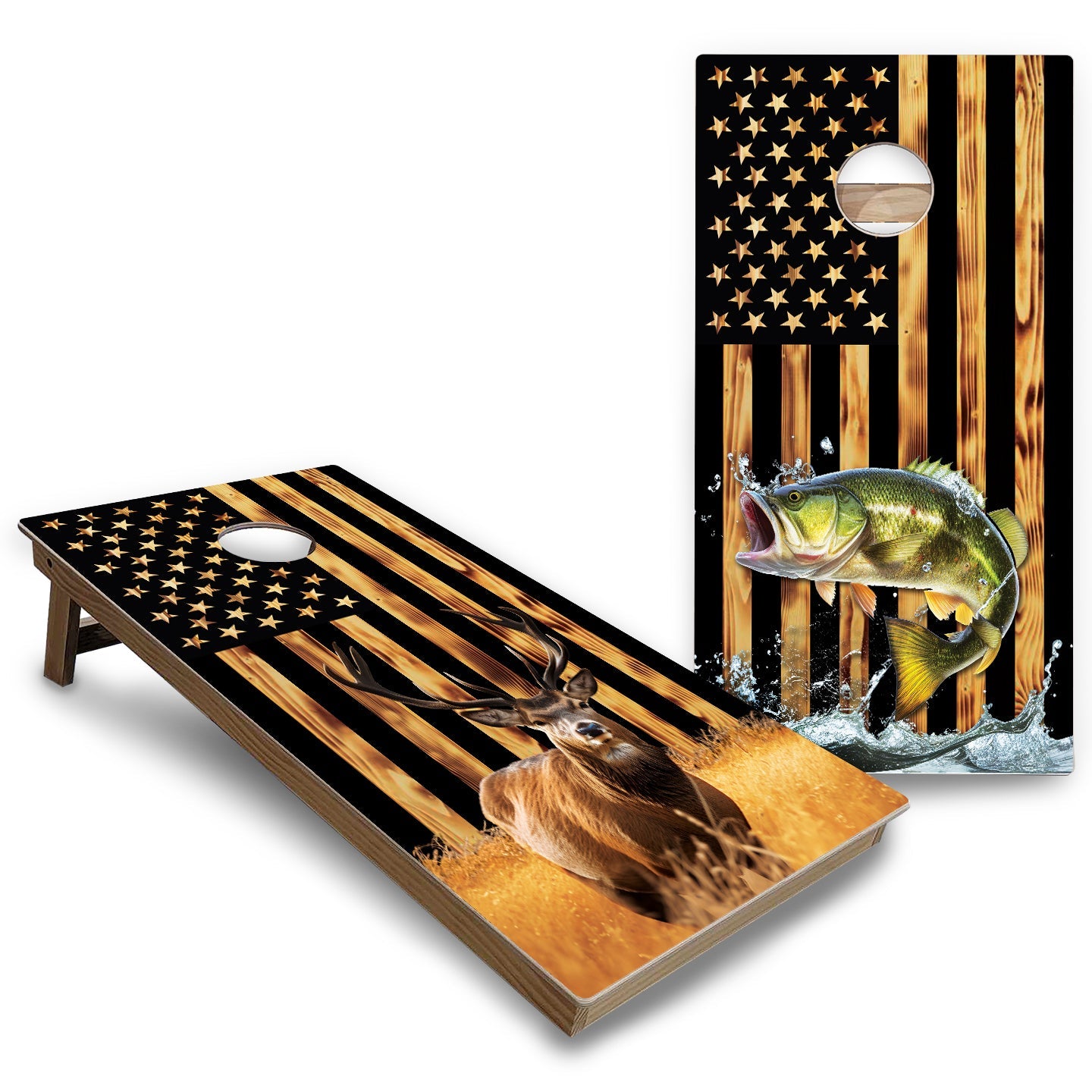Colorful Deer & Fish Cornhole Boards - Backyard Series