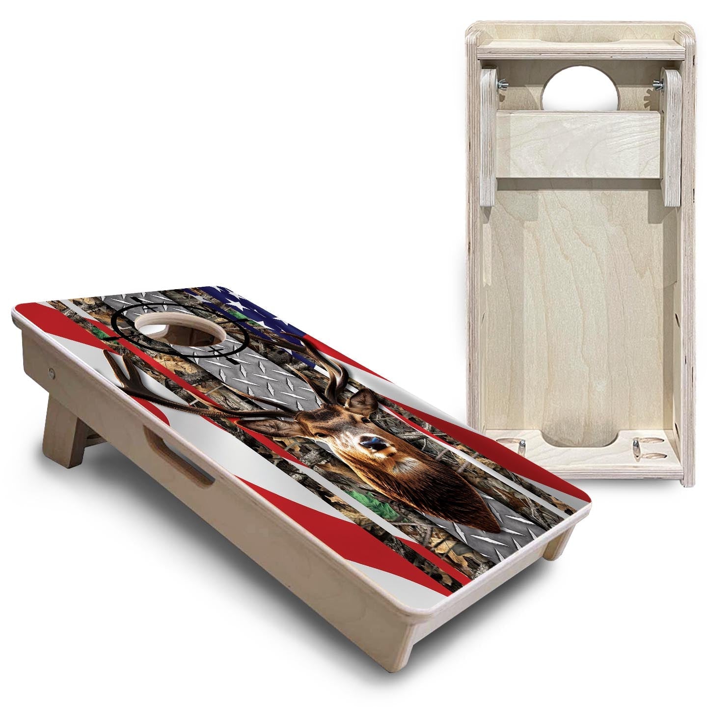 Scope Deer & Fish Flag - Mini or Vacation Size Cornhole Boards