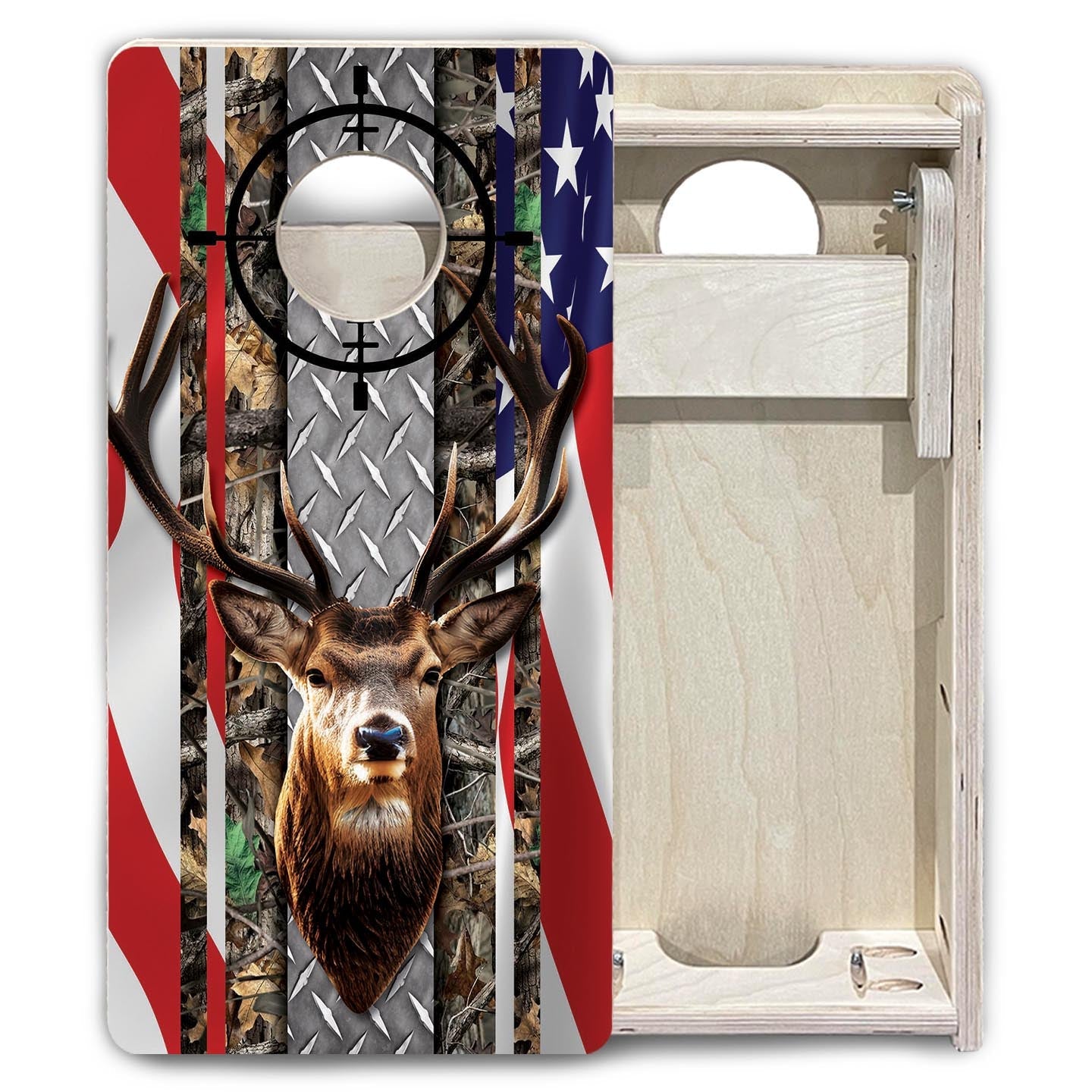 Scope Deer & Fish Flag - Mini or Vacation Size Cornhole Boards
