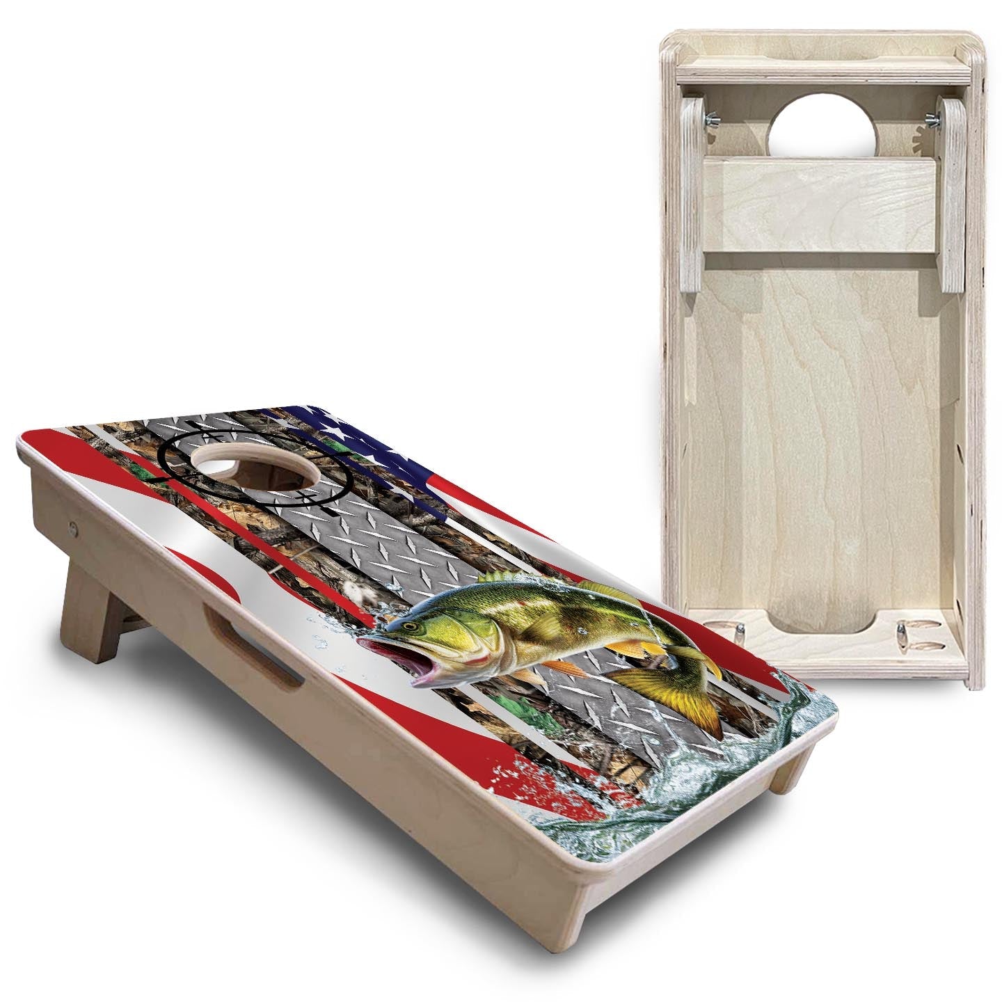 Scope Deer & Fish Flag - Mini or Vacation Size Cornhole Boards