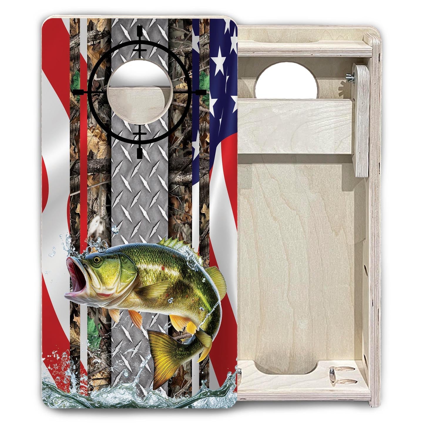 Scope Deer & Fish Flag - Mini or Vacation Size Cornhole Boards