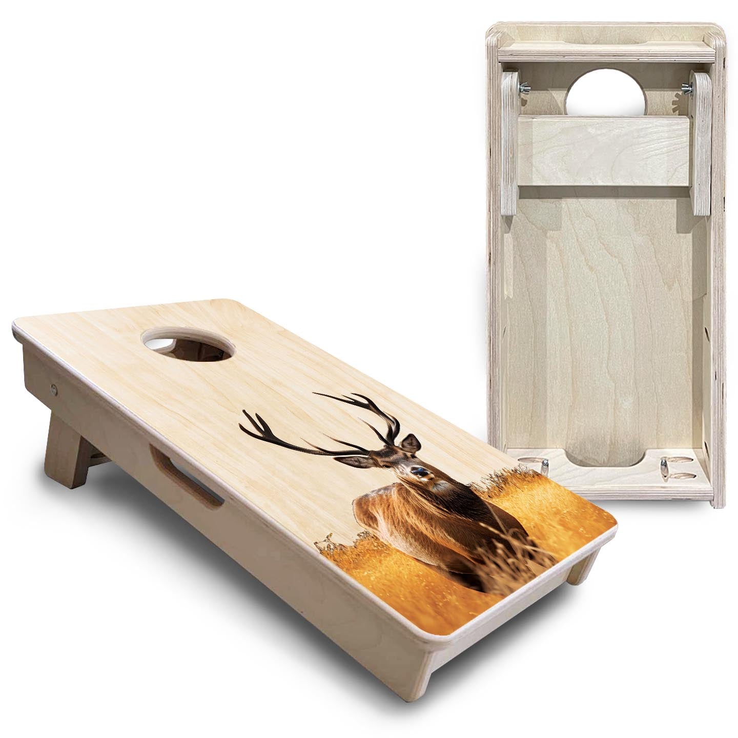 Natural Colorful Deer - Mini or Vacation Size Cornhole Boards