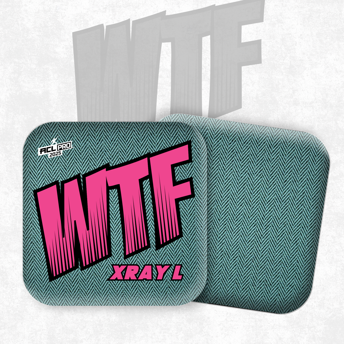 2026 WTF X-RAY Aqua/Black carpet - ACL Pro Stamped Cornhole Bags - Set of 4 bags