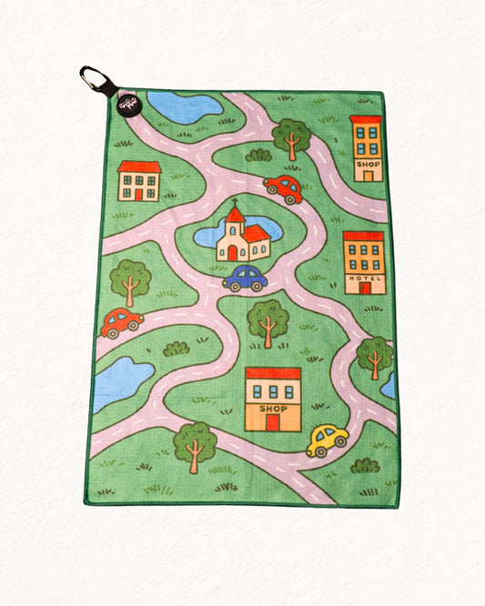 Nostalgic Kids Car Map Golf Towel