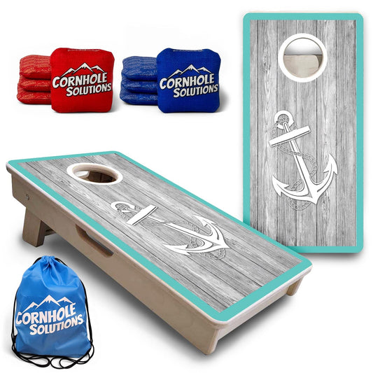 Coastal Anchor Teal - Mini or Vacation Size Cornhole Boards