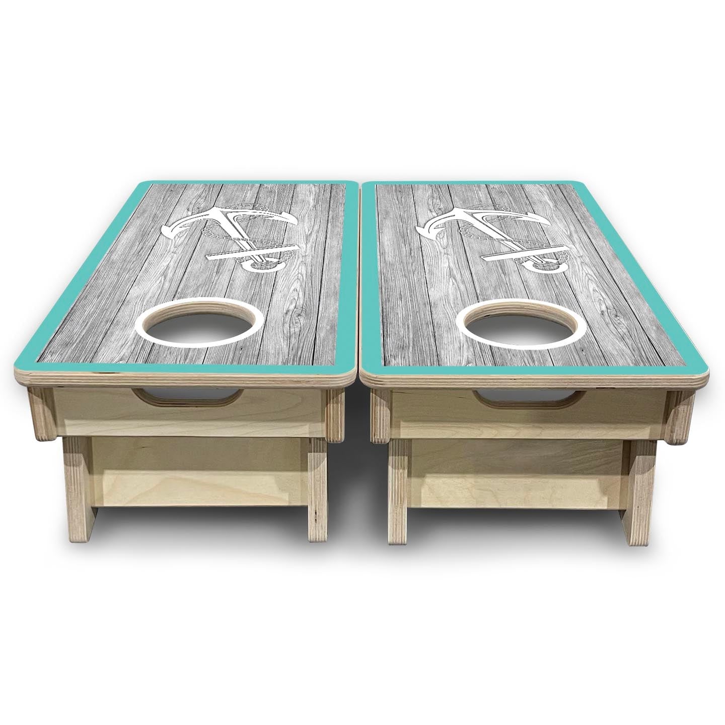 Coastal Anchor Teal - Mini or Vacation Size Cornhole Boards