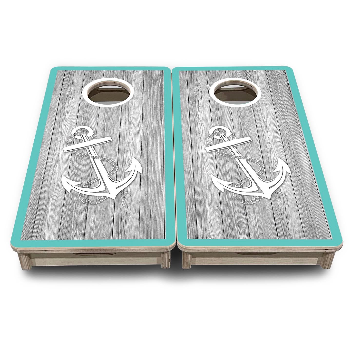Coastal Anchor Teal - Mini or Vacation Size Cornhole Boards
