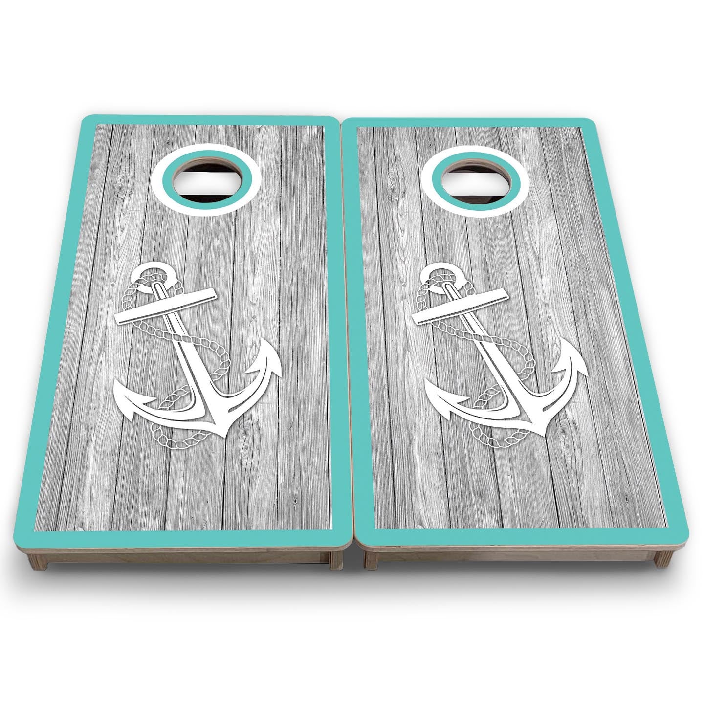 Coastal Anchor Teal - Mini or Vacation Size Cornhole Boards