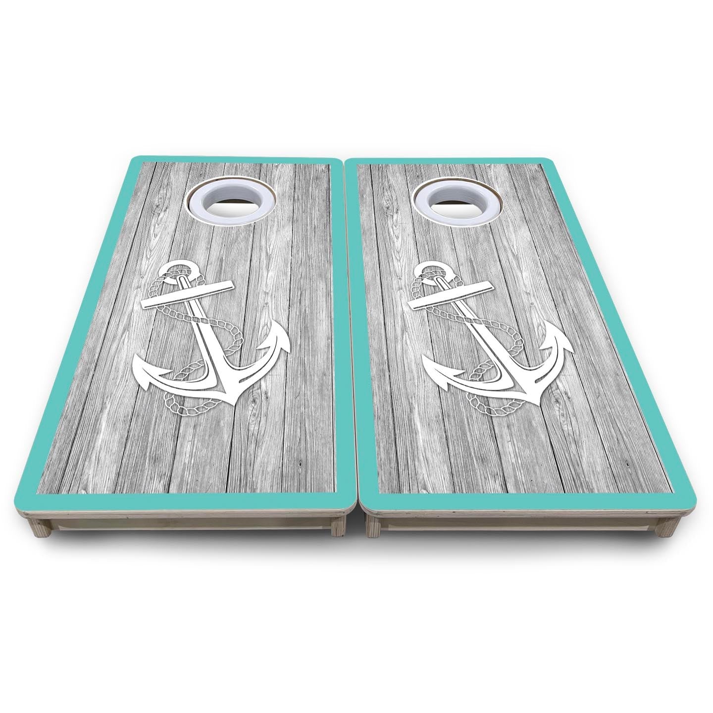 Coastal Anchor Teal - Mini or Vacation Size Cornhole Boards