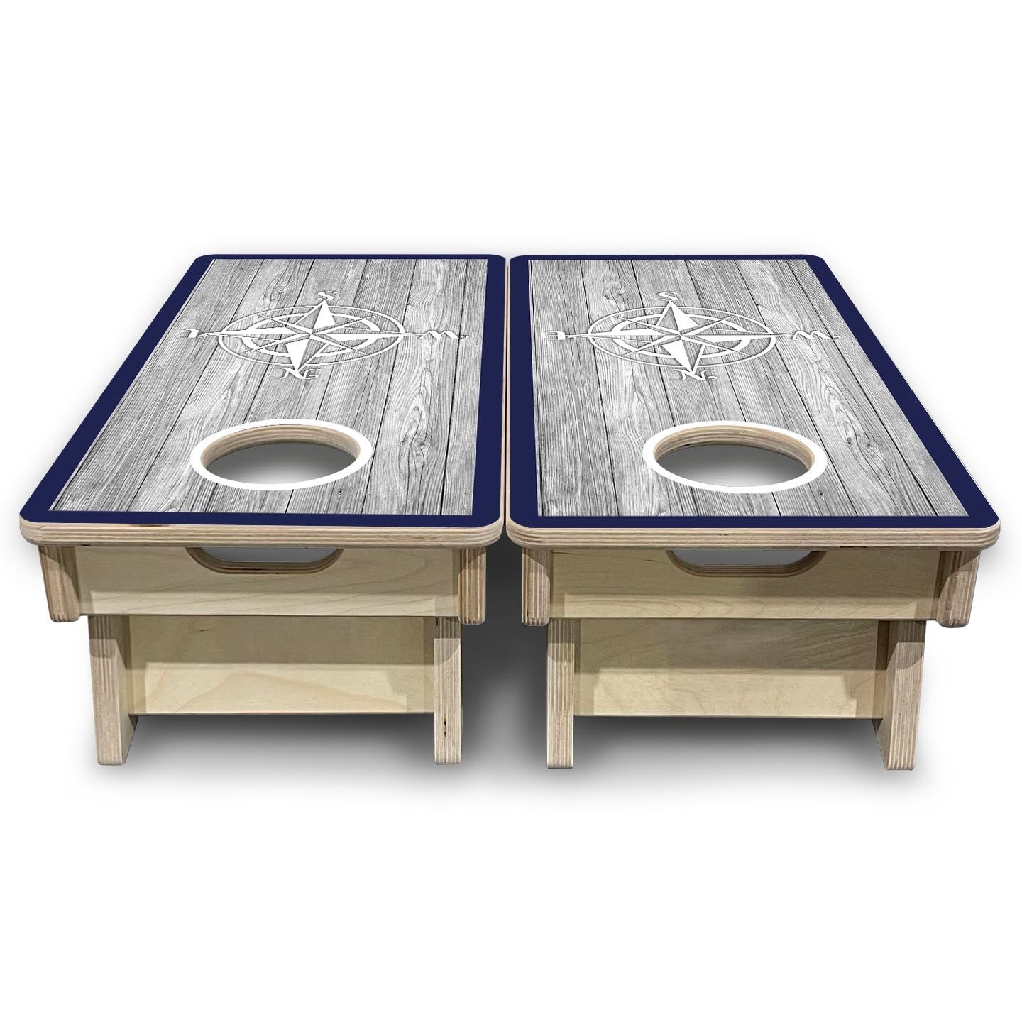 Coastal Compass Navy - Mini or Vacation Size Cornhole Boards