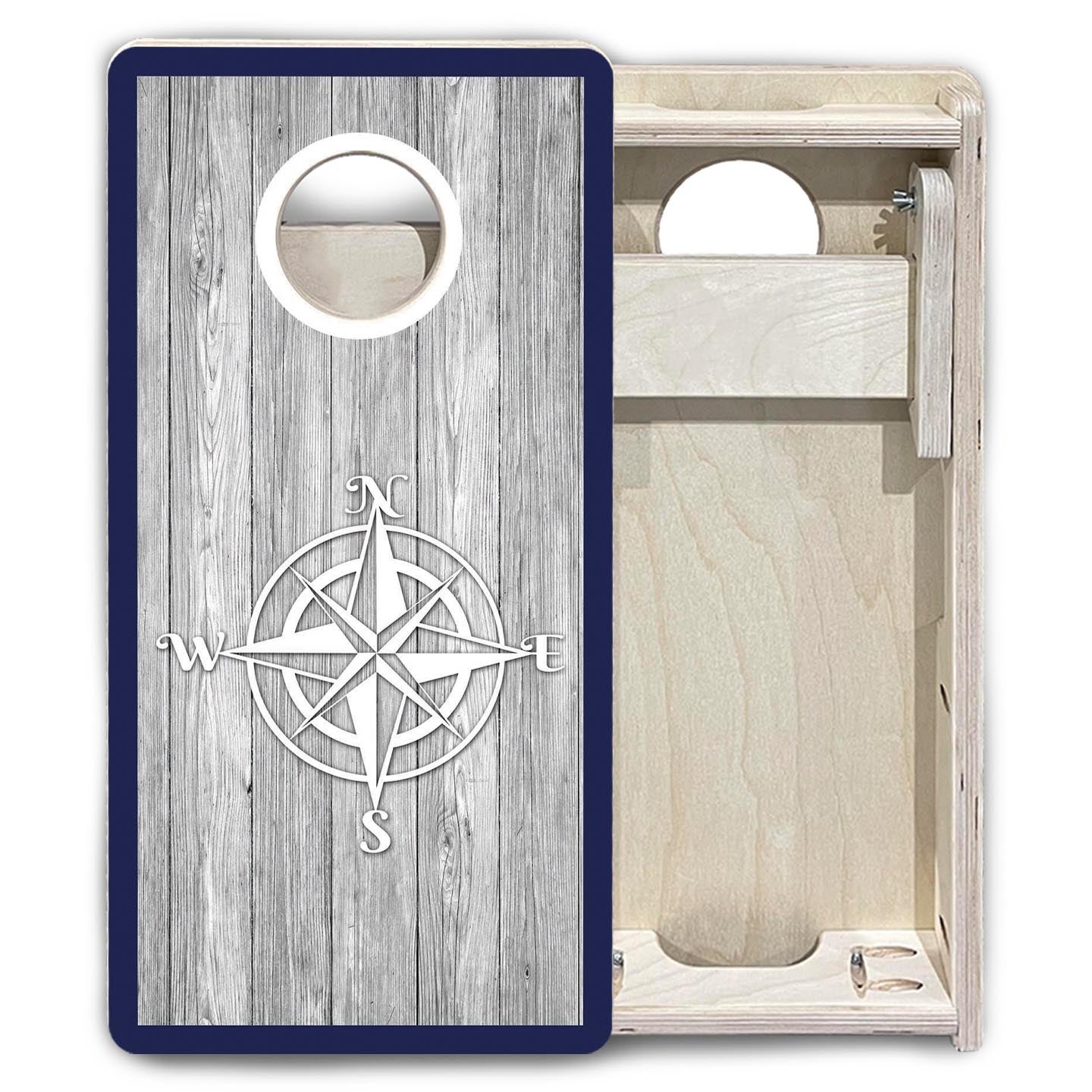 Coastal Compass & Anchor Navy - Mini or Vacation Size Cornhole Boards