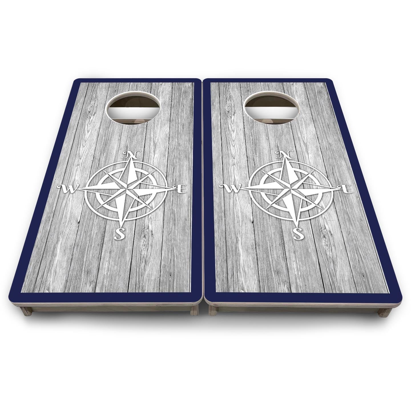 Coastal Compass Navy - Mini or Vacation Size Cornhole Boards