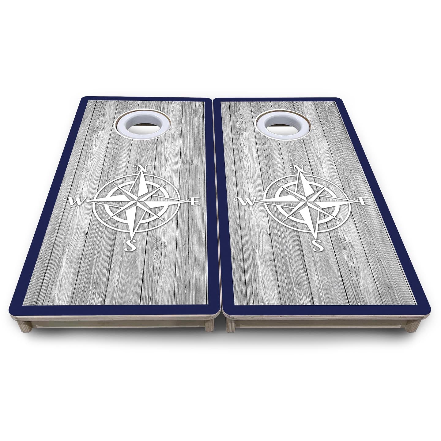 Coastal Compass Navy - Mini or Vacation Size Cornhole Boards