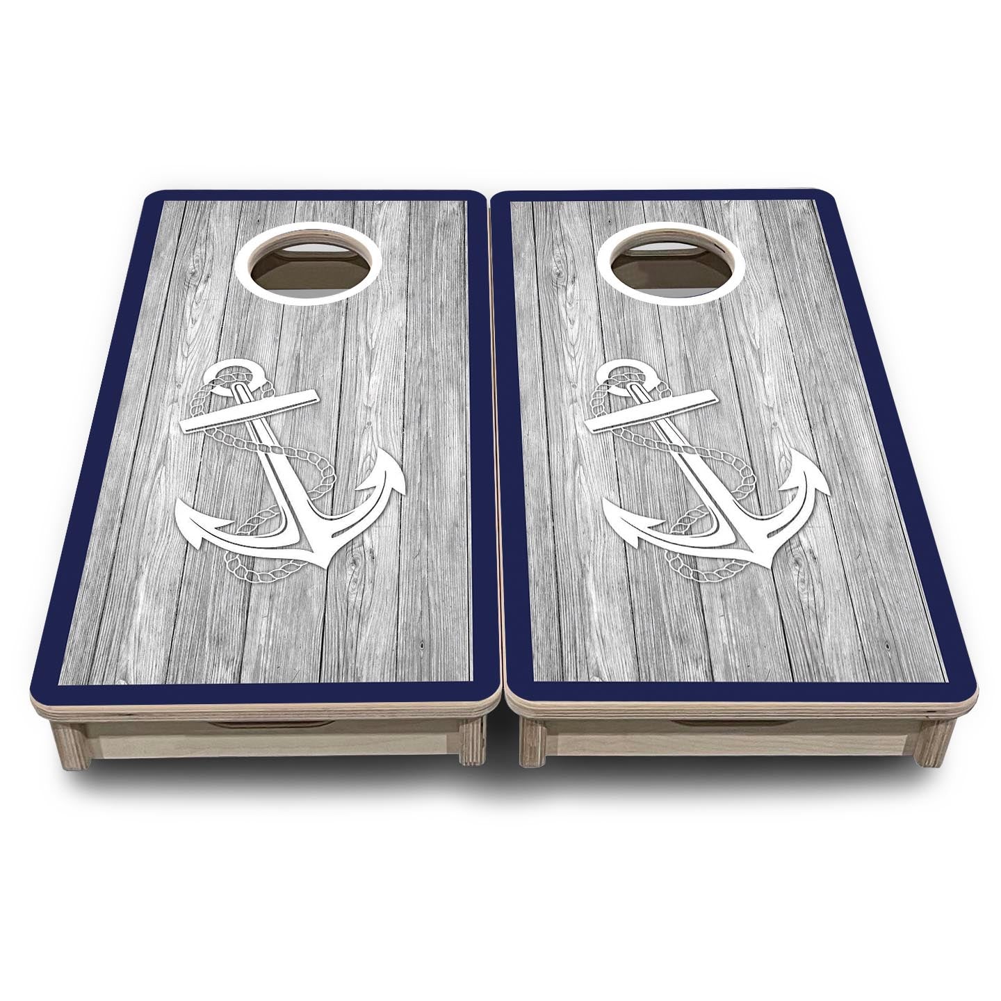 Coastal Anchor Navy - Mini or Vacation Size Cornhole Boards