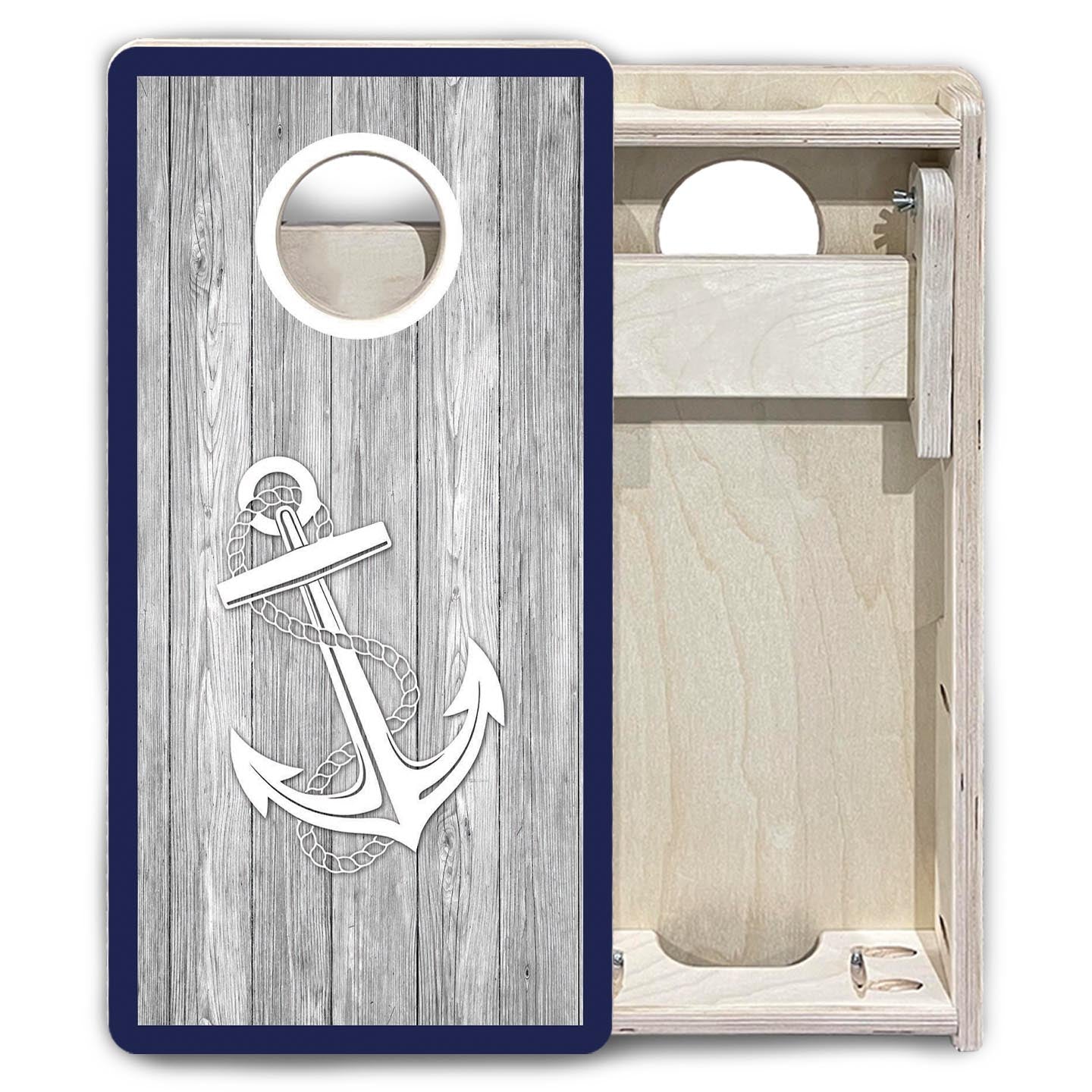 Coastal Compass & Anchor Navy - Mini or Vacation Size Cornhole Boards
