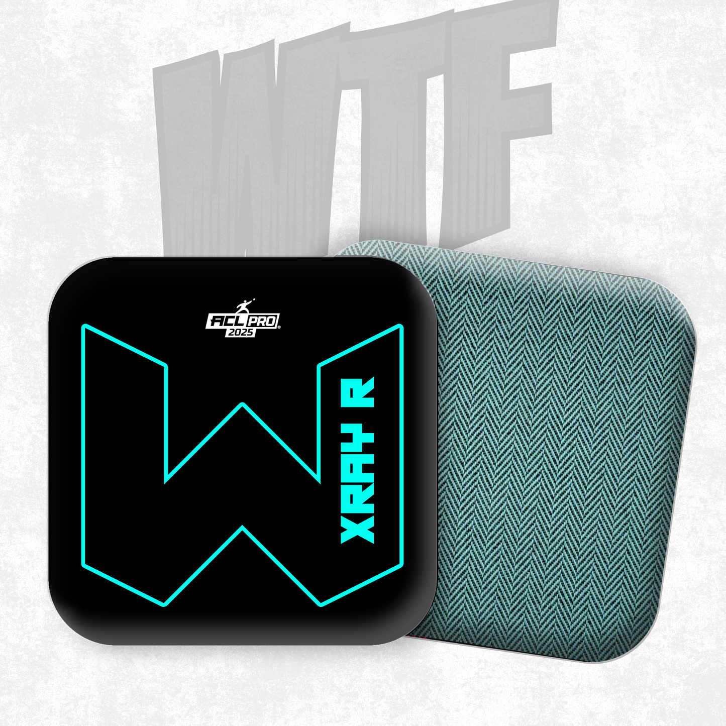 2026 WTF X-RAY Aqua/Black carpet - ACL Pro Stamped Cornhole Bags - Set of 4 bags